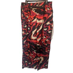 Live 4 Truth Womens Red Black Pattern Satin Pants L Retro Modern Resortwear Boho